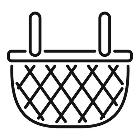 This is an empty wicker basket icon with handles for picnic or shoppingのイラスト素材
