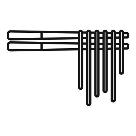 Simple black and white vector illustration of chopsticks holding noodles, ideal for food and drink related projectsのイラスト素材