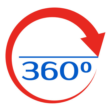 Red arrow is making a full circle 360 degrees rotationのイラスト素材
