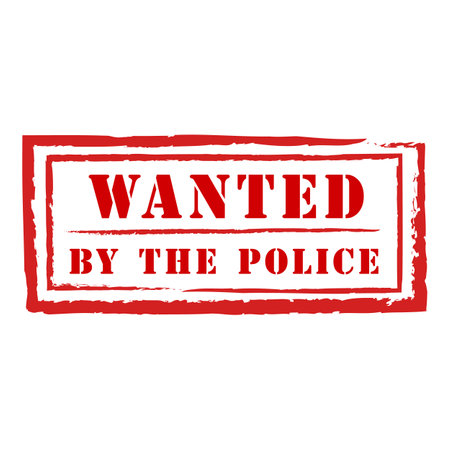 Red ink grunge rubber stamp with the text wanted by the police inside, isolated on a white backgroundのイラスト素材