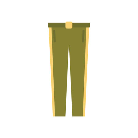 Green sport pants with yellow stripes isolated on white background, sportswear element for running and training in flat styleのイラスト素材