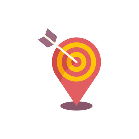 Location pin is pointing the target center with arrow sticking in itのイラスト素材