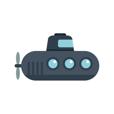 Cartoon submarine is traversing the ocean with its lights shiningのイラスト素材
