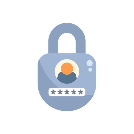 Illustration of a padlock securing user account with a password, representing cybersecurity and data protectionのイラスト素材