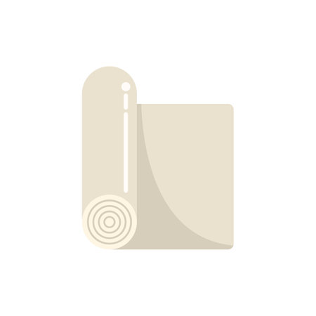 Beige yoga mat is being rolled up, symbolizing the end of a workout sessionのイラスト素材
