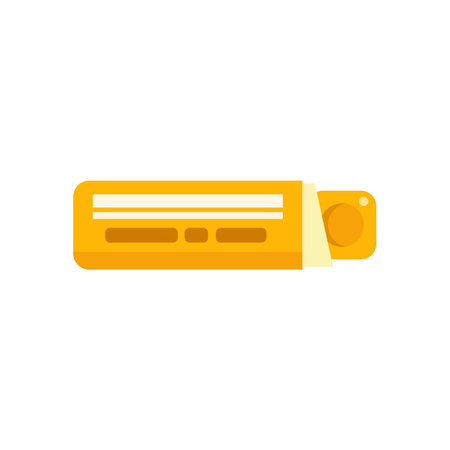 Simple vector illustration of a yellow glue stick lying horizontally with its orange cap openのイラスト素材