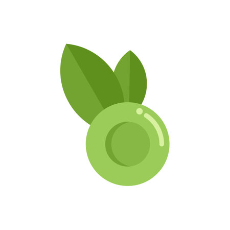 This vector illustration features a green pea pod with leaves, symbolizing healthy eating and fresh produceのイラスト素材