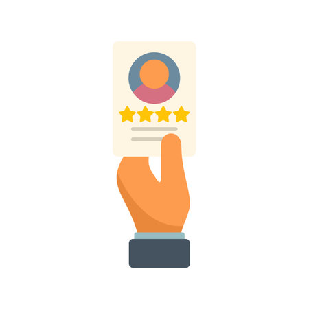 Recruiter is holding a cv with a five stars rating, hr management conceptのイラスト素材