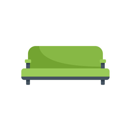 Green sofa representing furniture used for decorating living room interiorsのイラスト素材