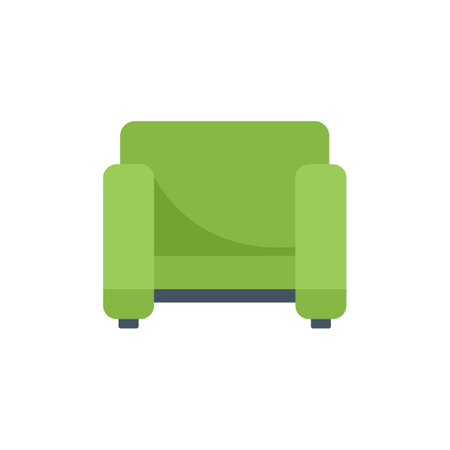 Green armchair with soft seat inviting you to sit down and relaxのイラスト素材
