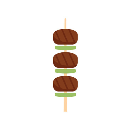 Delicious grilled meatballs and zucchini are skewered and ready to be enjoyed as a tasty appetizerのイラスト素材