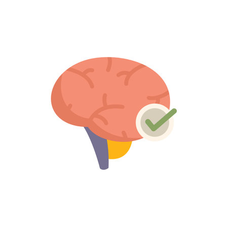 Brain with check mark showing good mental health and psychologyのイラスト素材