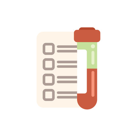Icon of a blood test form with a test tube, symbolizing medical analysis and laboratory proceduresのイラスト素材