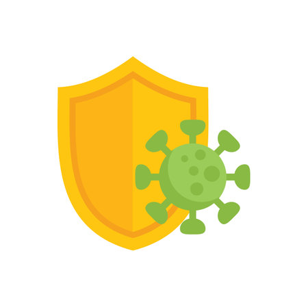 Shield is protecting from a virus, symbolizing a strong immune systemのイラスト素材