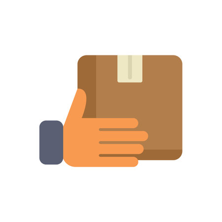 Delivery man is holding a cardboard box, delivery, shipping and post service conceptのイラスト素材