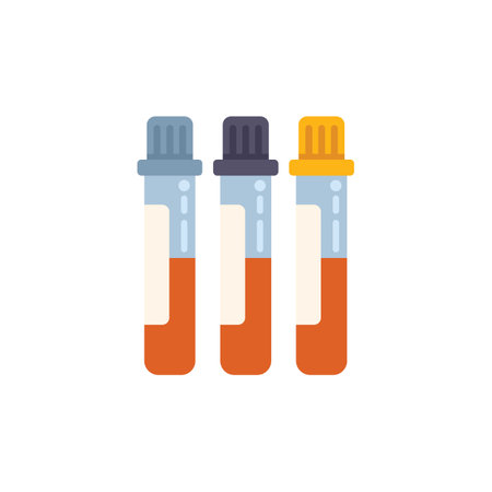 Three medical test tubes containing blood samples are standing in a rowのイラスト素材