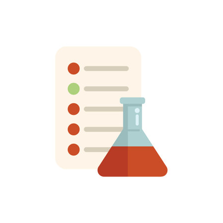 Laboratory checklist is being used to plan a scientific experiment involving an erlenmeyer flaskのイラスト素材