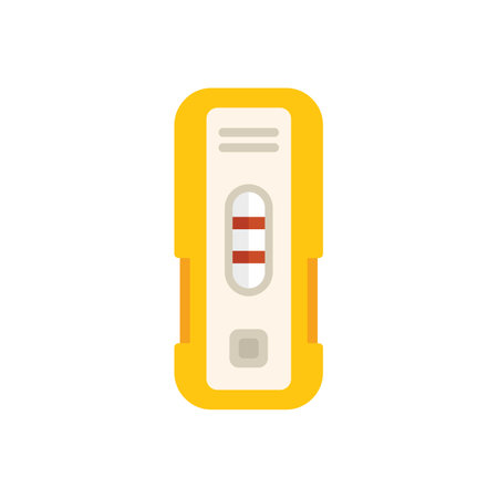 Yellow plastic pregnancy test showing a positive result with two red linesのイラスト素材