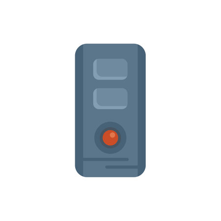 Computer case icon showing the power button light, indicating the device is turned onのイラスト素材