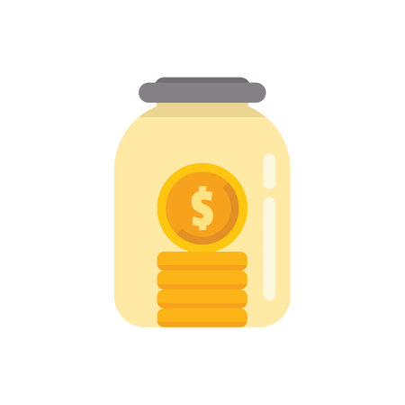 Glass jar containing a stack of gold coins, illustrating the concept of saving moneyのイラスト素材