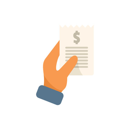 Person is holding a receipt from a point of sale system after making a purchaseのイラスト素材