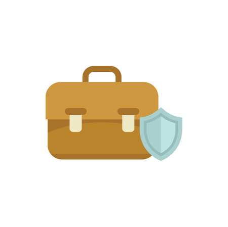 Business portfolio being protected with a shield, concept for business insurance or data protectionのイラスト素材