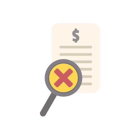 Magnifying glass is revealing a mistake on a financial document with a dollar signのイラスト素材