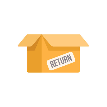 Open cardboard box with return label on it, concept of shipping and deliveryのイラスト素材