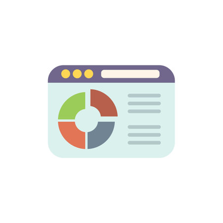 Website is displaying analytics, including a pie chart and a data table, providing insights into performance and trendsのイラスト素材