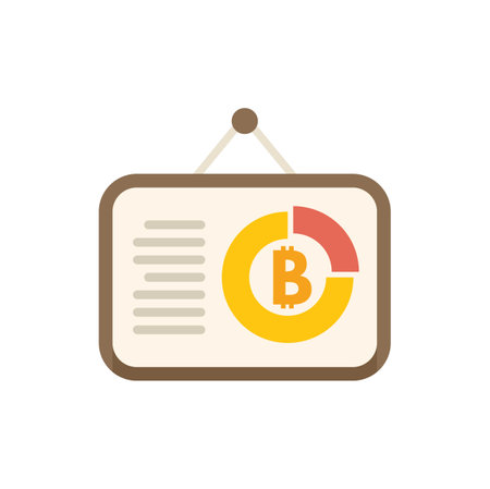 Presentation board showing a bitcoin cryptocurrency market analysis as a pie chartのイラスト素材