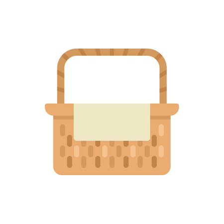 This empty picnic basket is ready for delicious food and drinks for a relaxing day outdoors with family or friendsのイラスト素材