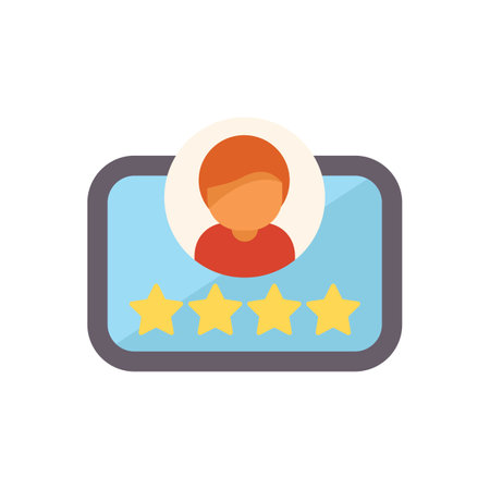Client receiving positive feedback represented by five star rating on a computer screenのイラスト素材