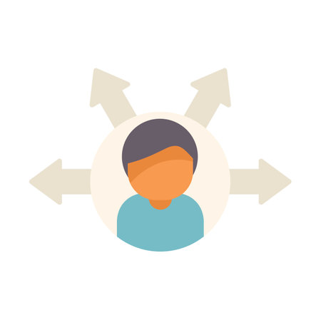 Young man choosing right direction in life, making decision, business strategy conceptのイラスト素材