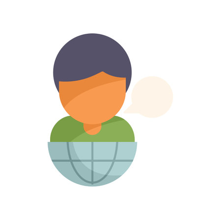 Young person is speaking about global issues with a speech bubbleのイラスト素材