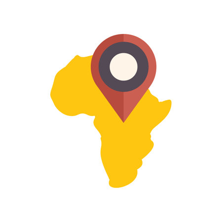 Location pin icon marking a specific spot on a simplified map of africa, symbolizing travel and tourismのイラスト素材