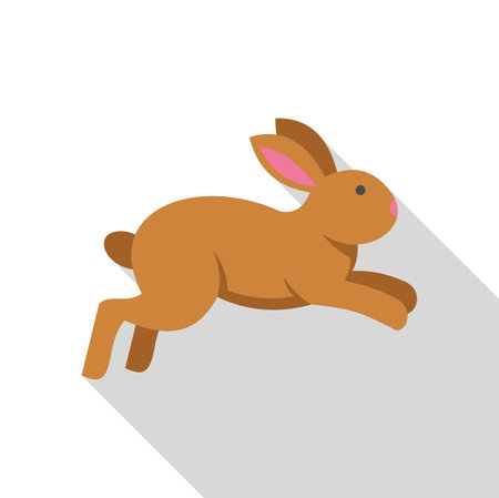 Brown rabbit jumping icon in flat style on a white backgroundのイラスト素材