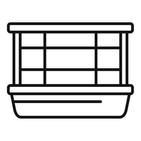 Black and white icon of an empty showcase displaying products for sale in a storeのイラスト素材