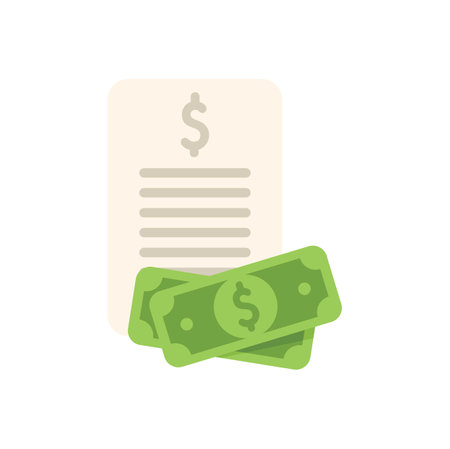 Invoice with dollar banknotes representing payment for services renderedのイラスト素材