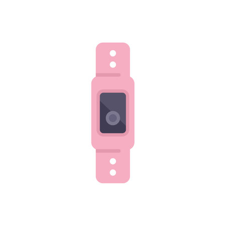 Pink smart watch showing the time on its screenのイラスト素材