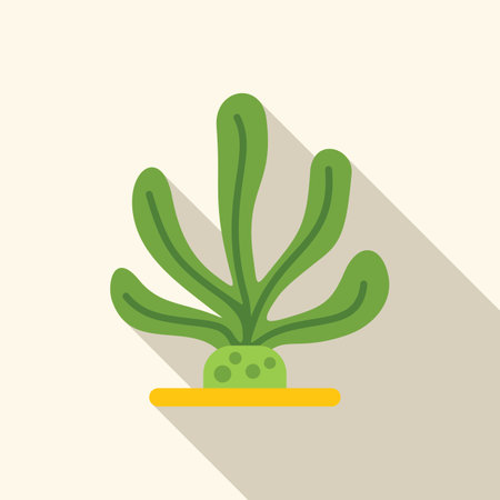 Flat vector icon of green laminaria seaweed growing on the seabedのイラスト素材