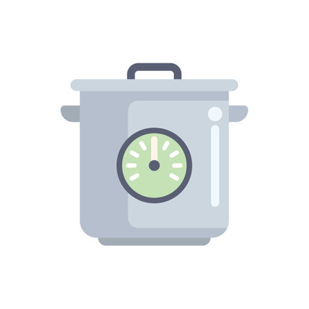 Kitchen pressure cooker with timer showing cooking time remaining on white backgroundのイラスト素材