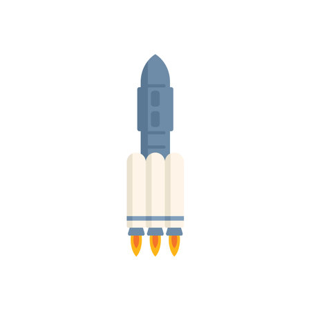 Cartoon style vector illustration of a space rocket launching up with fire and smokeのイラスト素材