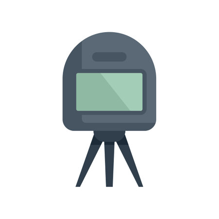 Electronic theodolite standing on tripod is used for measuring angles in construction and surveying worksのイラスト素材