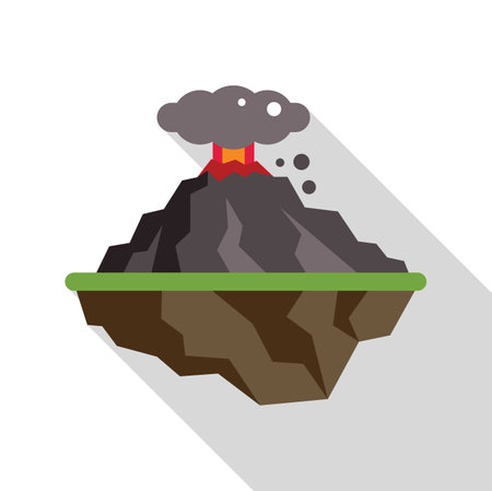 Flat design style illustration of an erupting volcano with lava and smokeのイラスト素材