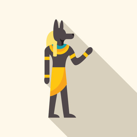 Anubis, egyptian god of death, standing with one arm raised and pointingのイラスト素材