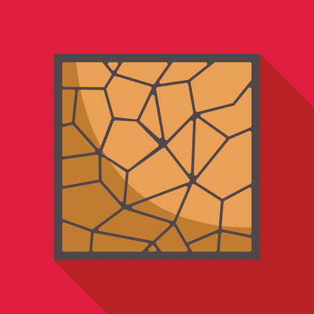 Square icon of dry cracked earth on a red background, representing the effects of global warmingのイラスト素材