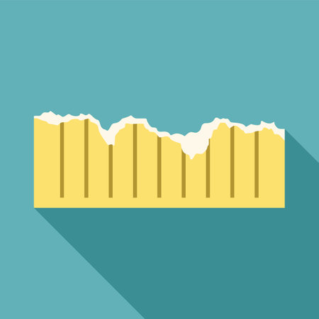 Ripped piece of yellow paper with vertical lines creating a ripped effectのイラスト素材