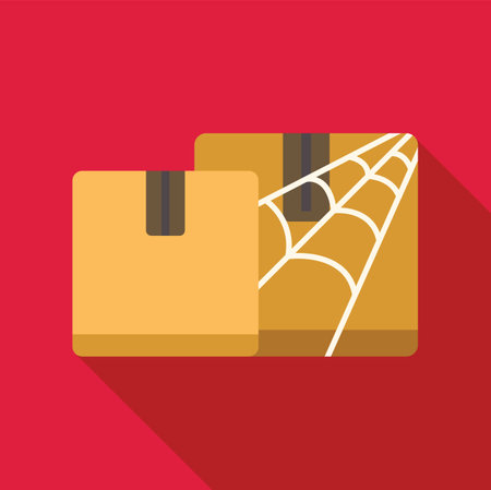 Two cardboard boxes, one covered with a spider web, symbolizing a halloween delivery serviceのイラスト素材