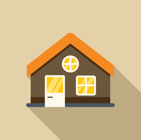 Modern house icon casting a long shadow, representing concepts of homeownership, suburban life, and residential architectureのイラスト素材