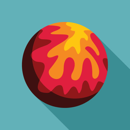 Cartoon illustration of a red planet with yellow and orange lavaのイラスト素材